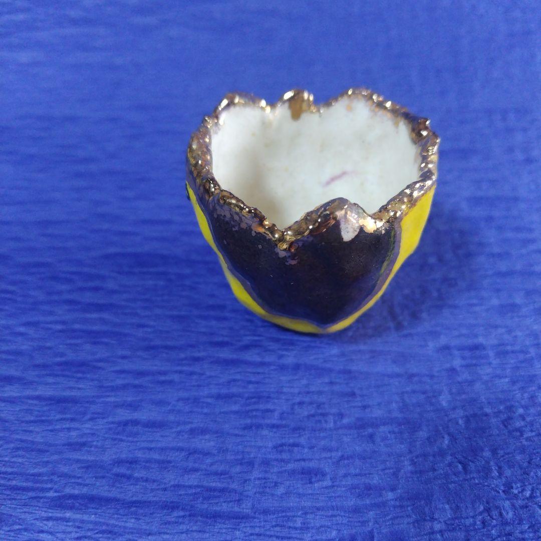 【希少】高鶴元　おちょこ　ぐい呑み　盃　湯呑み　鑑賞用　陶器　金色縁　　レトロ