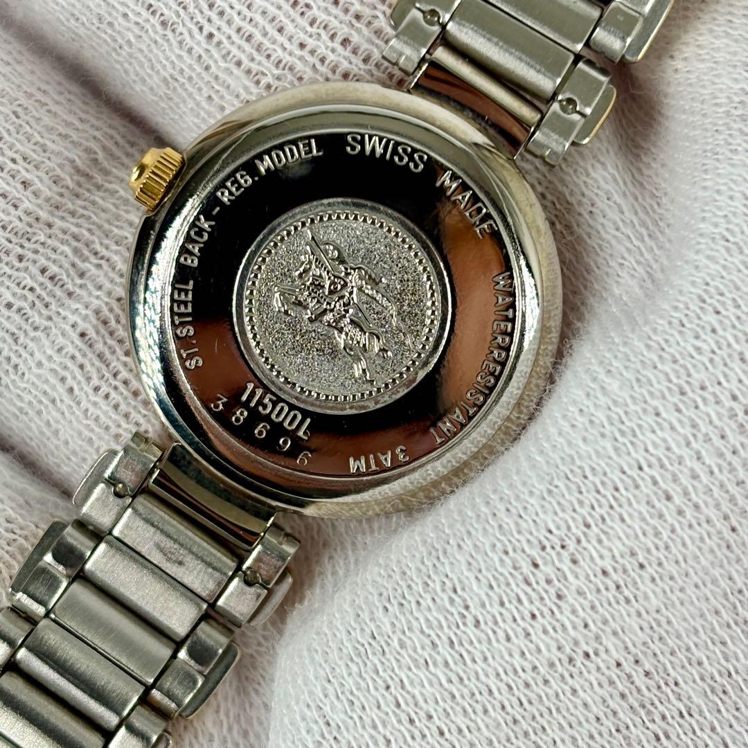 【稼働品】BURBERRY 11500L SS/GF 白 QZ レディース腕時計