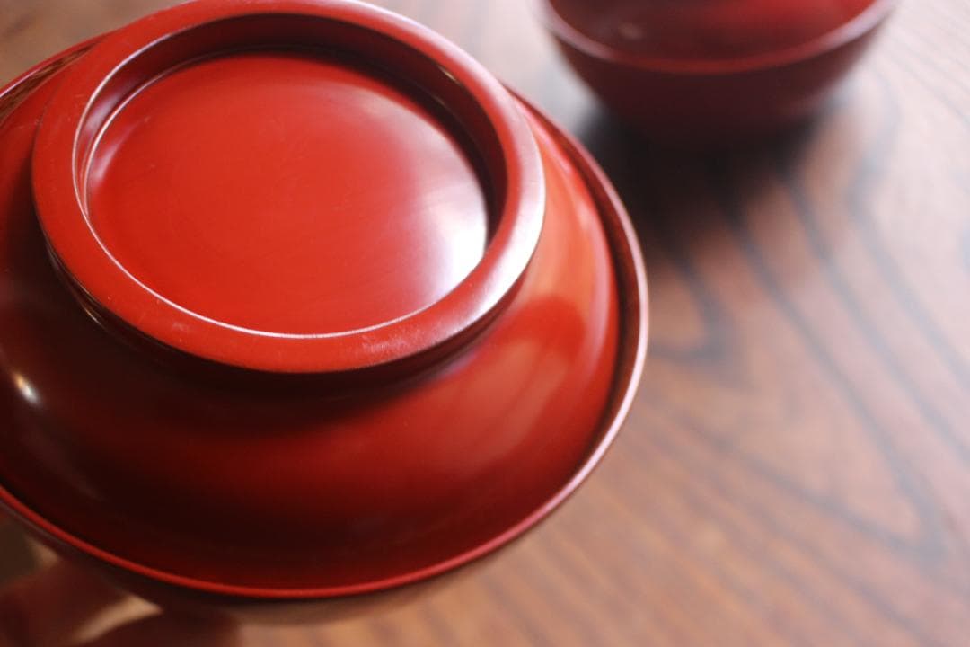 時代逸品！上質朱漆に極上松葉蒔絵の映えるお椀2点（検輪島塗雑煮椀煮物椀