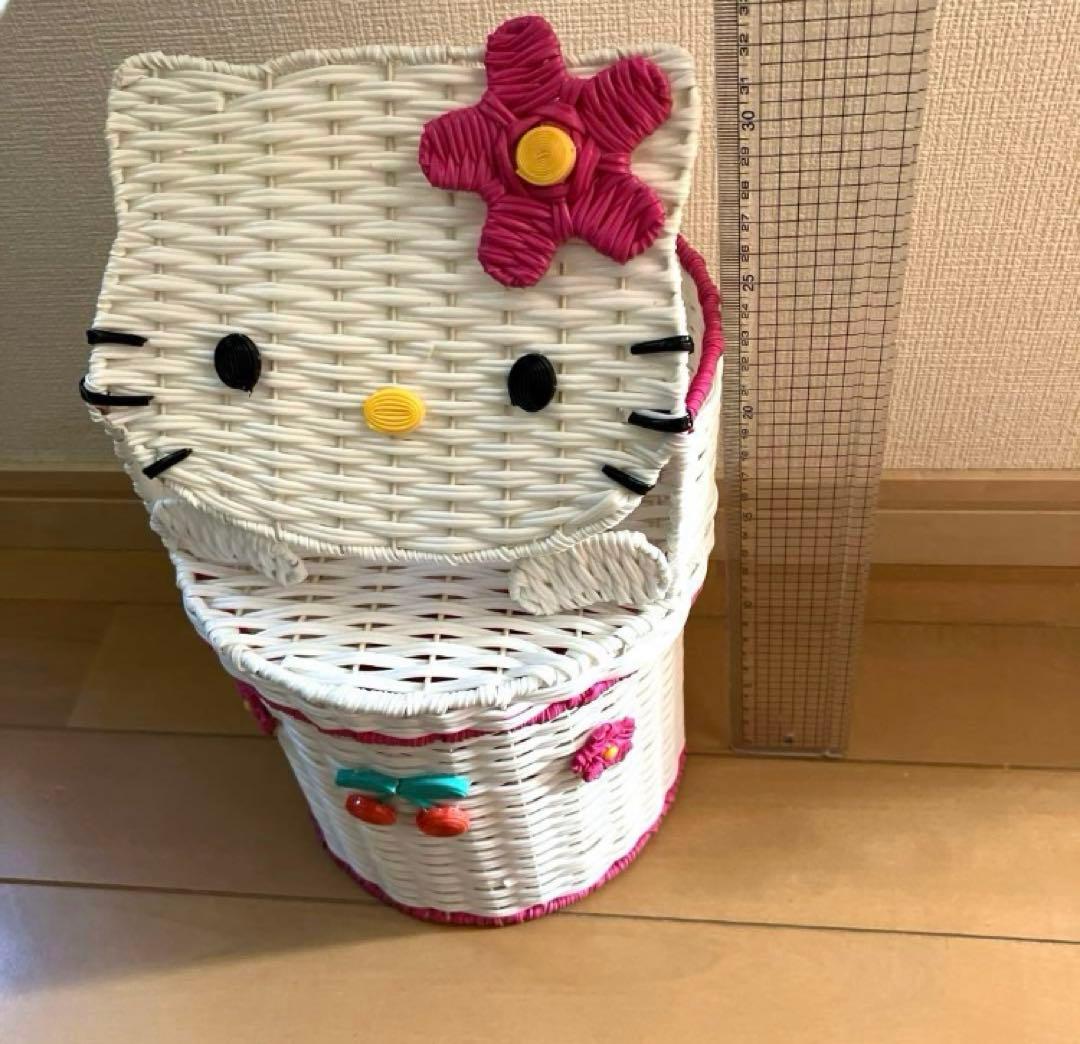 キティ 藤風カゴ 小物入れ 編みかご 激レア 当時物 平成レトロ レトロ
