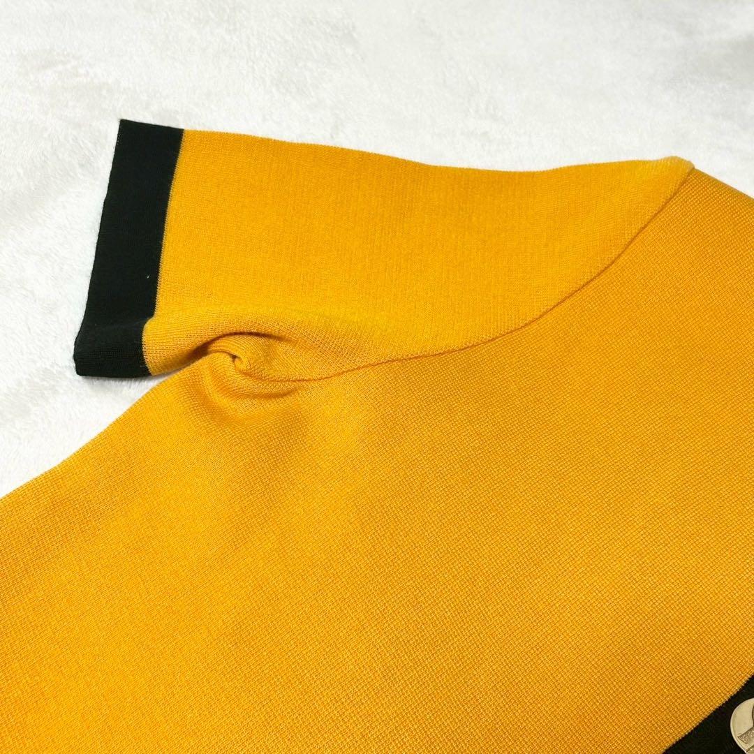 ★美品★イヴサンローラン　ワンピース　M カサンドラロゴ　金ボタン　バイカラー