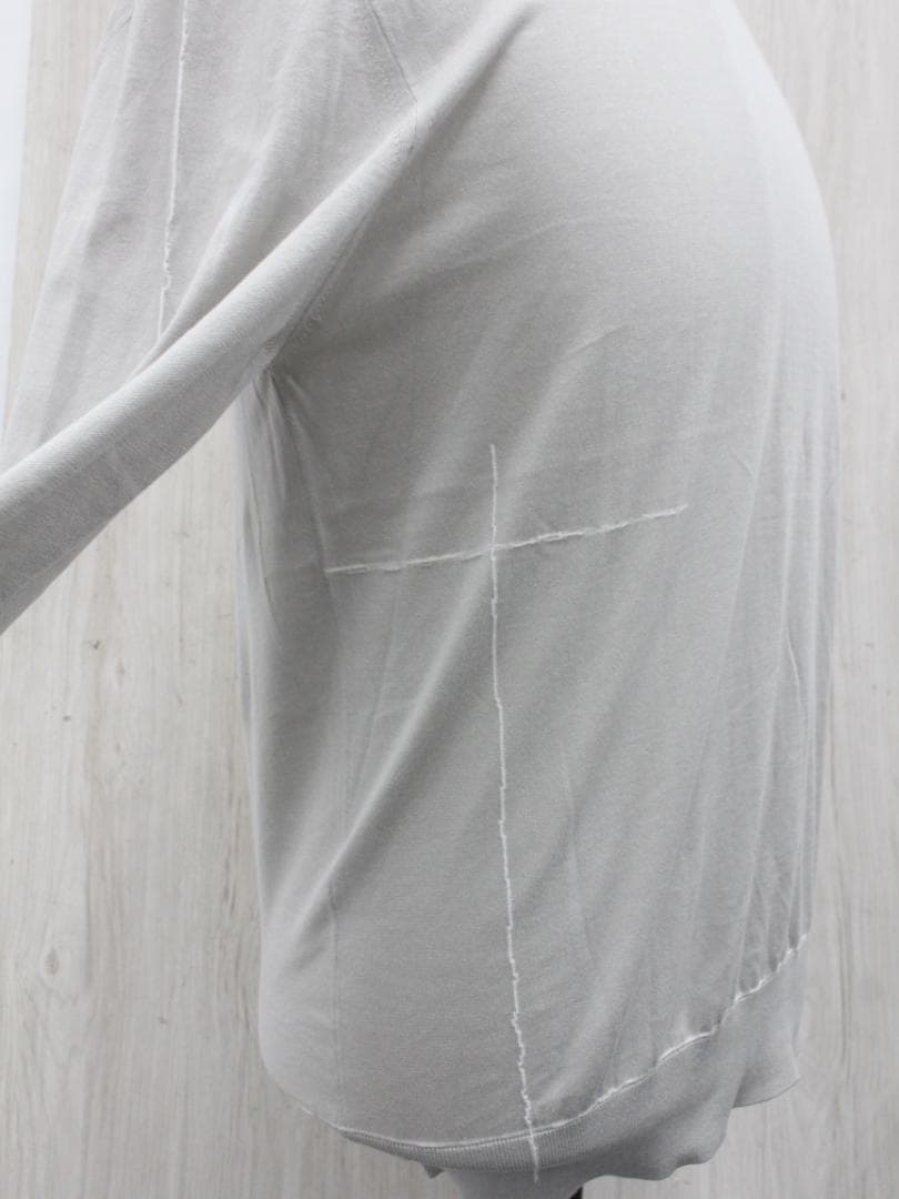 ▲HERMES エルメス クルーネックニットセーター コットン ライトグレー