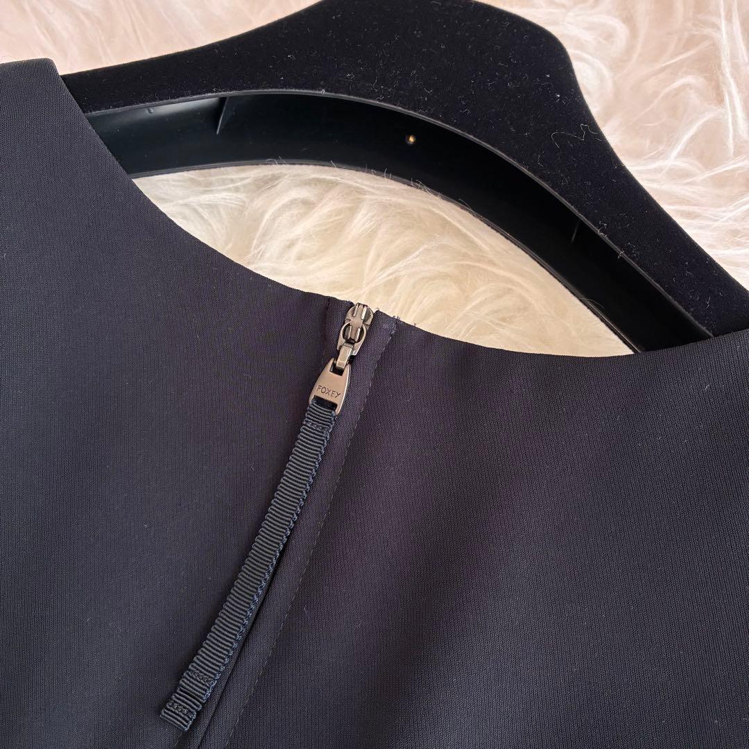 美品♡フォクシーニューヨーク　プリーツタックワンピース　ネイビー　40