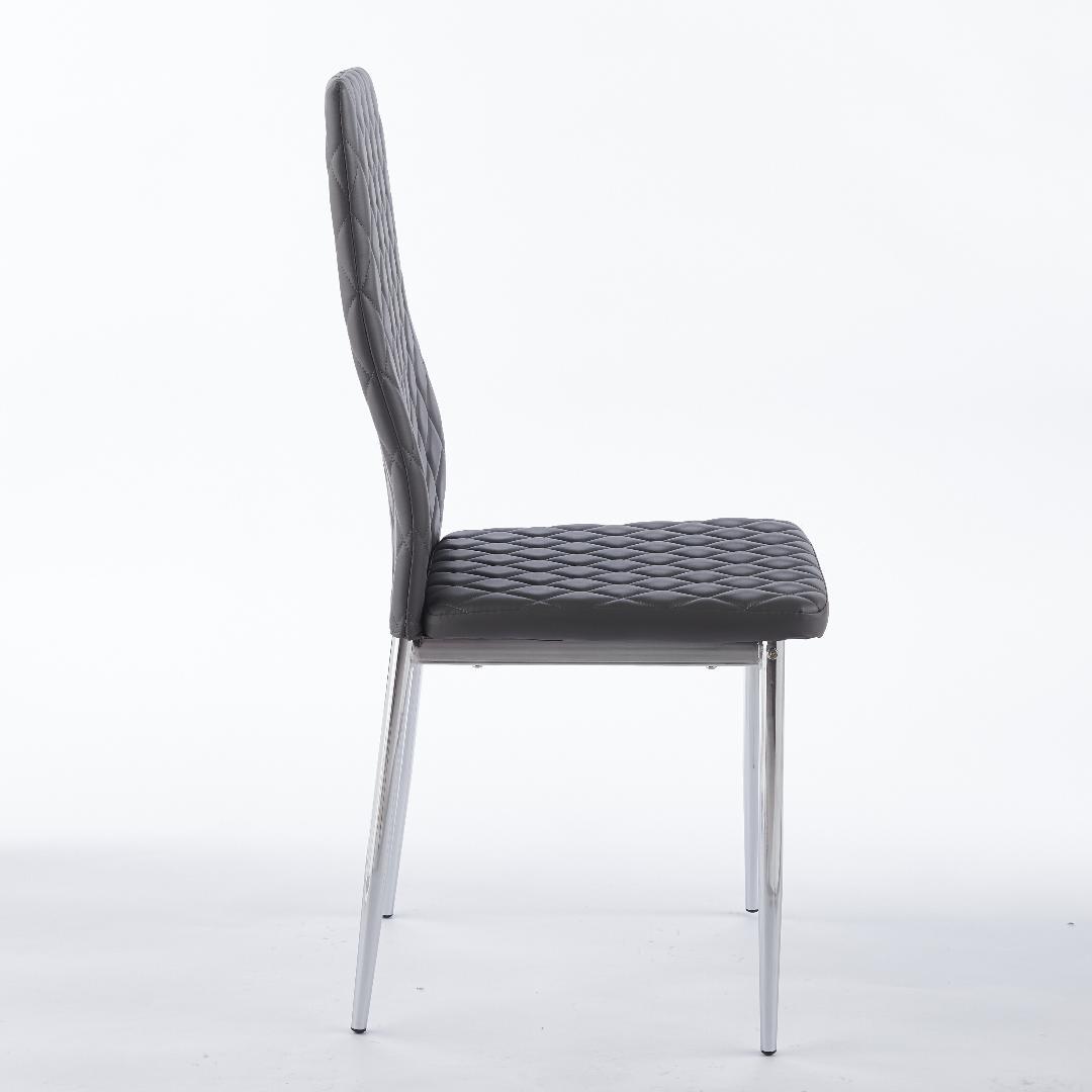 【グレー】ダイニングチェア 菱形 4脚セット メッキ脚 食卓椅子 リビングチェア