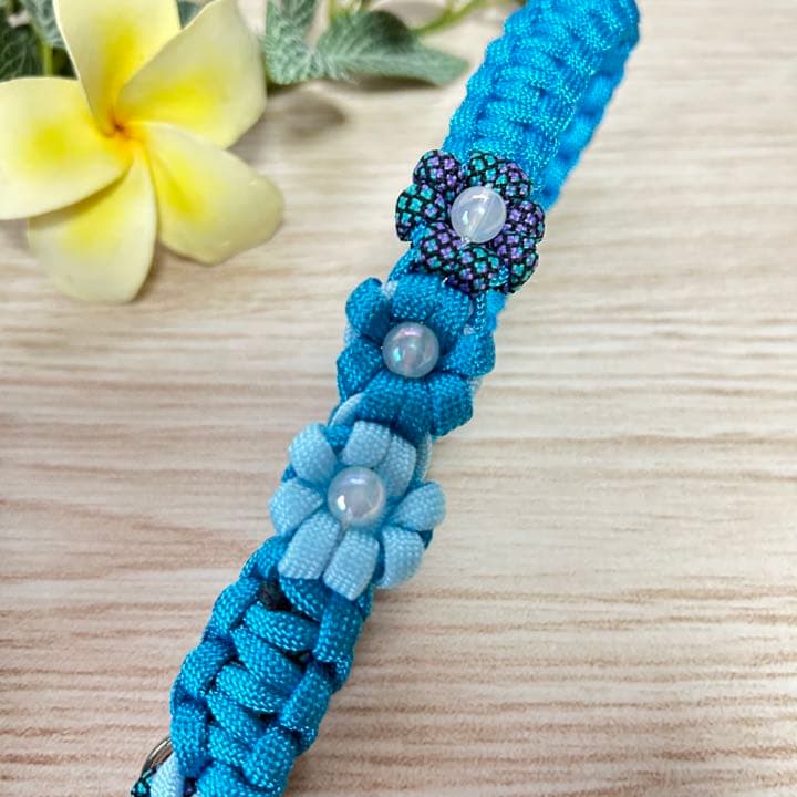 パラコードリード　カフェリード　ラブラブ編み　ターコイズブルー　No.108