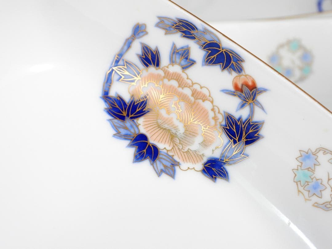 深川製磁 染錦花丸紋 長角皿　刺身皿5枚