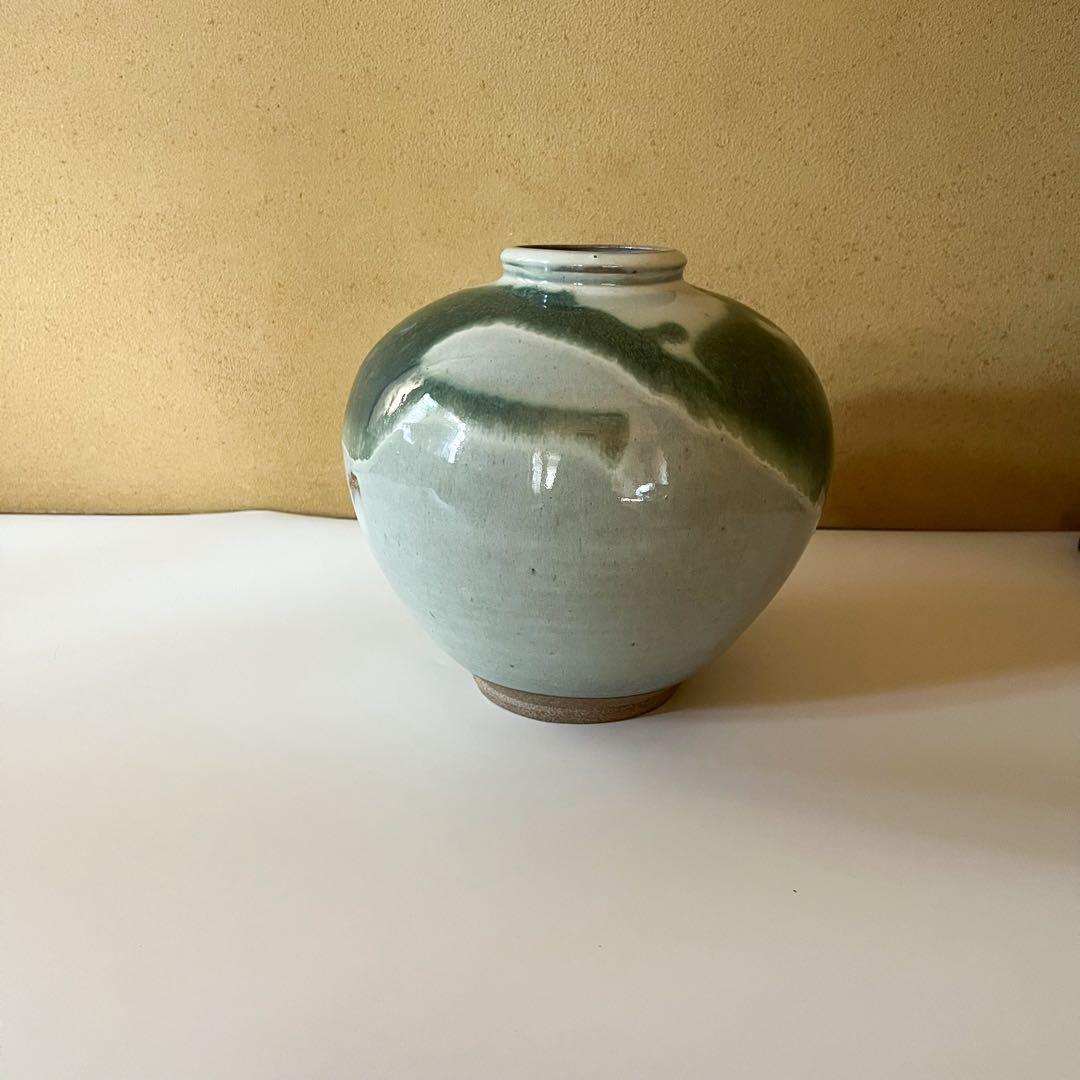 法勝寺焼　松花窯　四代　安藤真澄　花瓶 共箱 陶器 花器 フラワーベース 壺