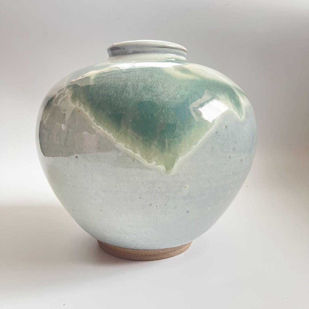 法勝寺焼　松花窯　四代　安藤真澄　花瓶 共箱 陶器 花器 フラワーベース 壺