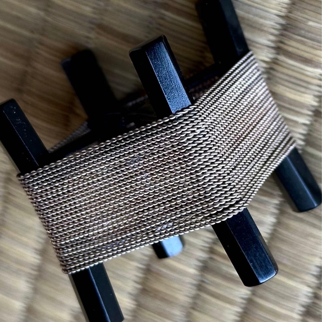 井波慶州作【黒漆 銀線糸巻 蓋置】茶道具 共箱