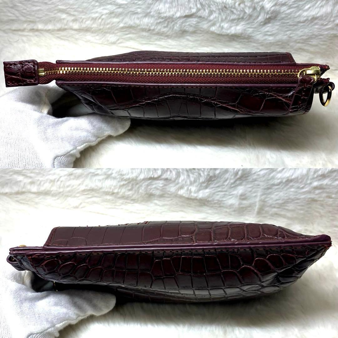 ✨美品✨三宝　スマホショルダー　ハンドバッグ　財布　マットクロコ　ワインレッド
