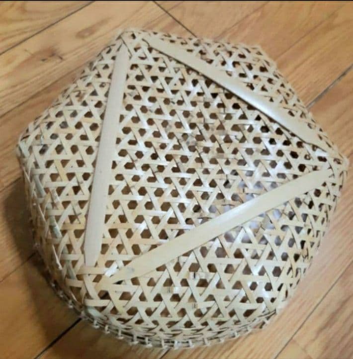 竹細工の籠　丸型大判　果物かご　洗い籠　収穫かご　民芸品　小物の収納　バスケット