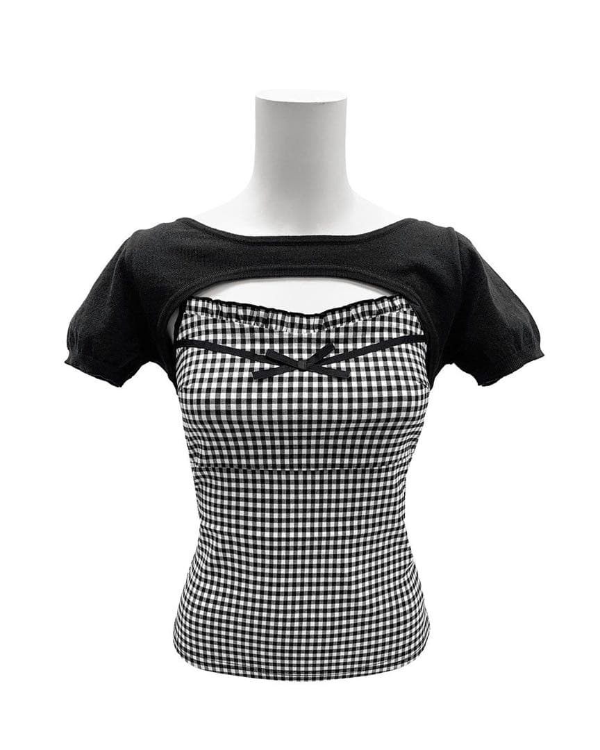 【michellMacaron】ギンガムチェックキャミsetトップス xsサイズ