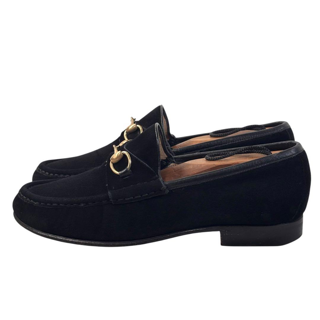 グッチ 6C 23 スエード ホースビット ローファー ブラック 黒