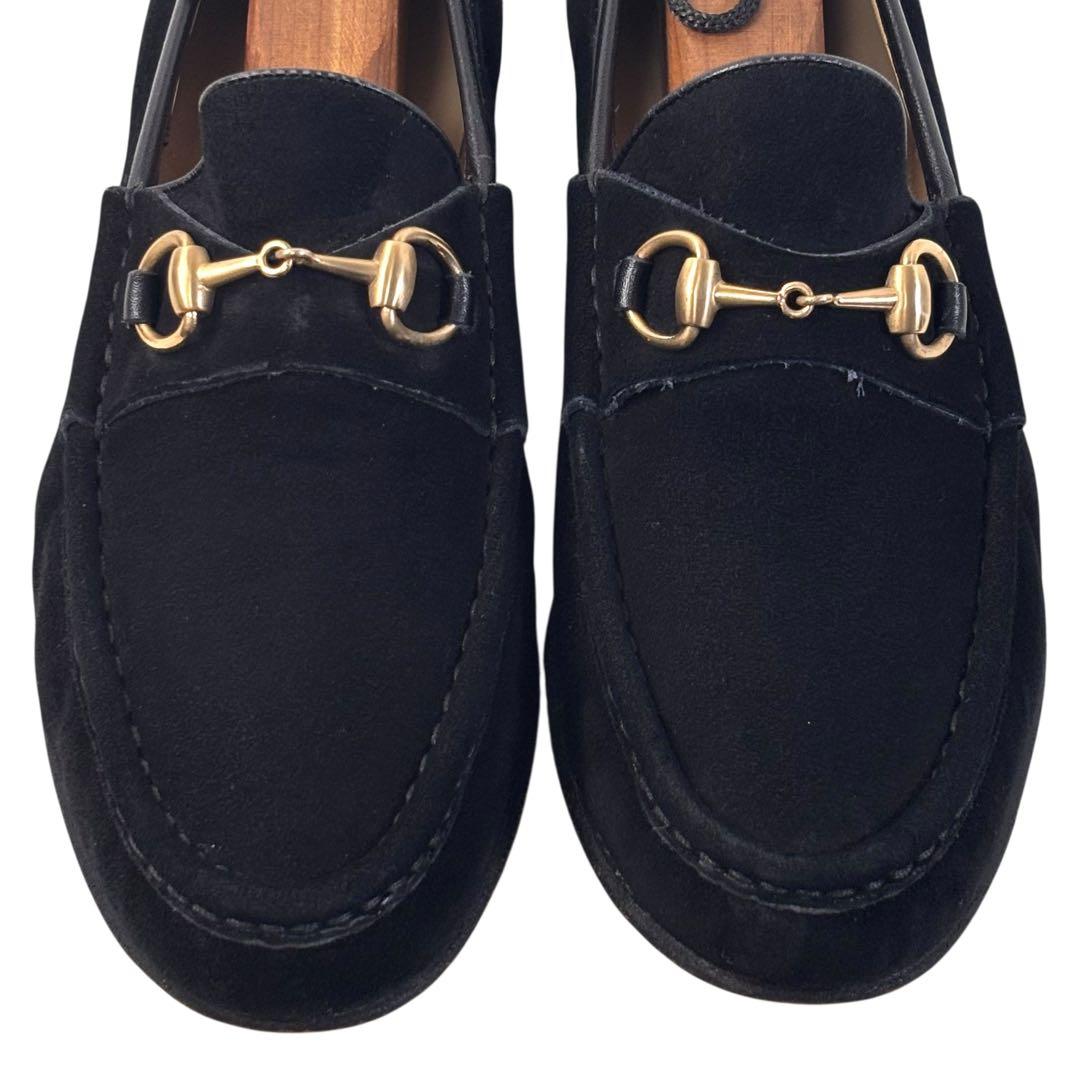 グッチ 6C 23 スエード ホースビット ローファー ブラック 黒