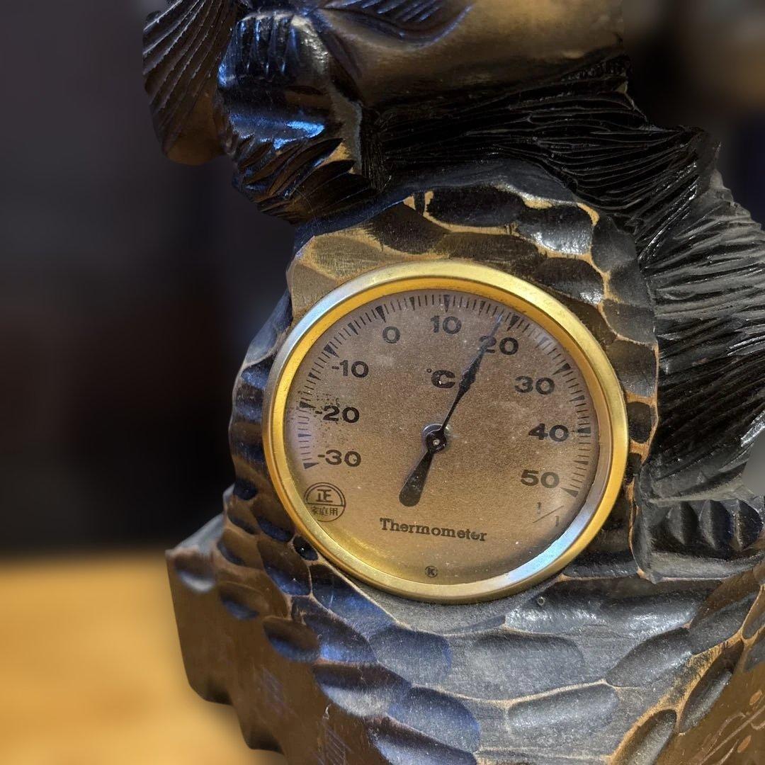 木彫り　クマ　温度計　民芸品　お土産　レトロ　置物