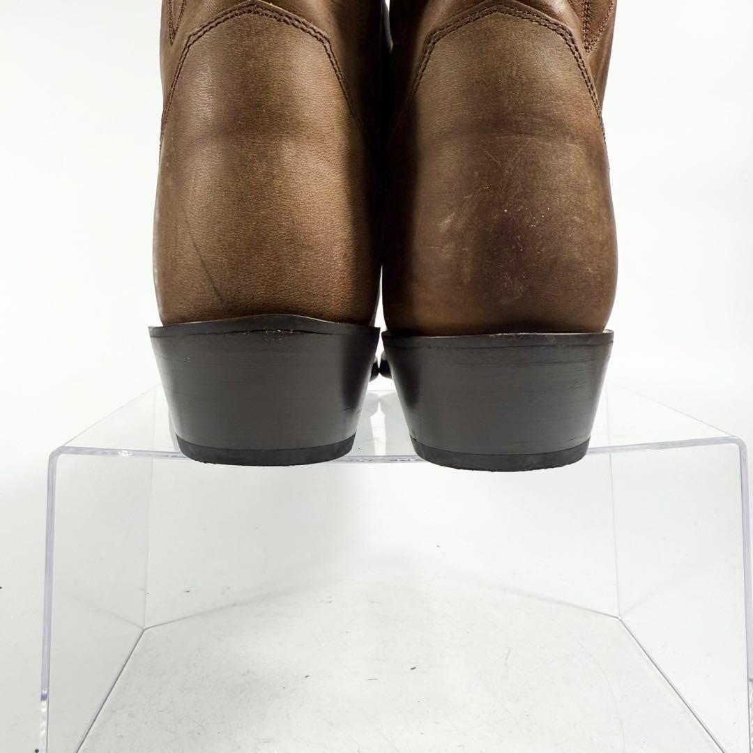 【美品】Justin ジャスティン ウエスタンブーツ（7,5）革靴　刺繍 茶