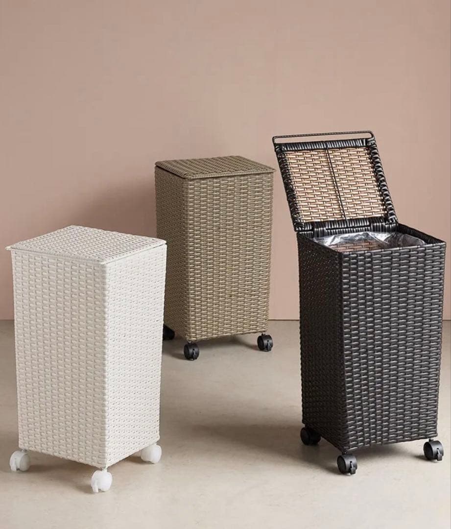 ☆未使用品☆dinos ディノス　ラタン調ふた付きダストボックス