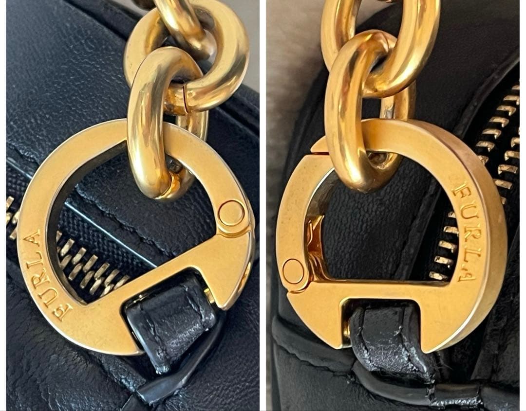 美品 FURLA レザー ショルダーバッグ 2way コメタ キルティング 黒