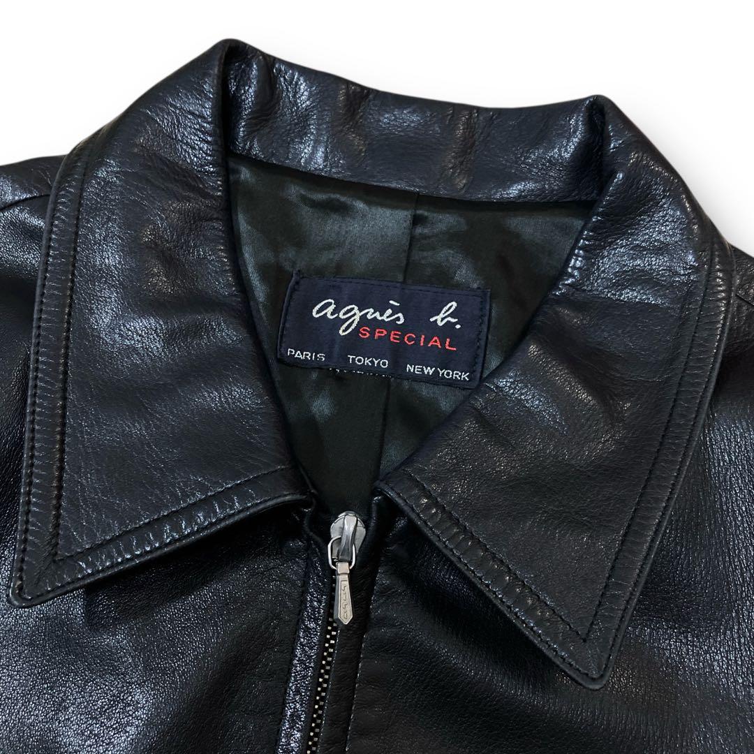 希少 agnes b. フランス レザー ライダース ジャケット アニエスベー