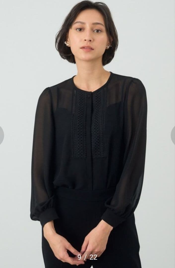 未使用　ANAYI　ジョーゼットシフォンレースブラウス　フォーマル 保護者会