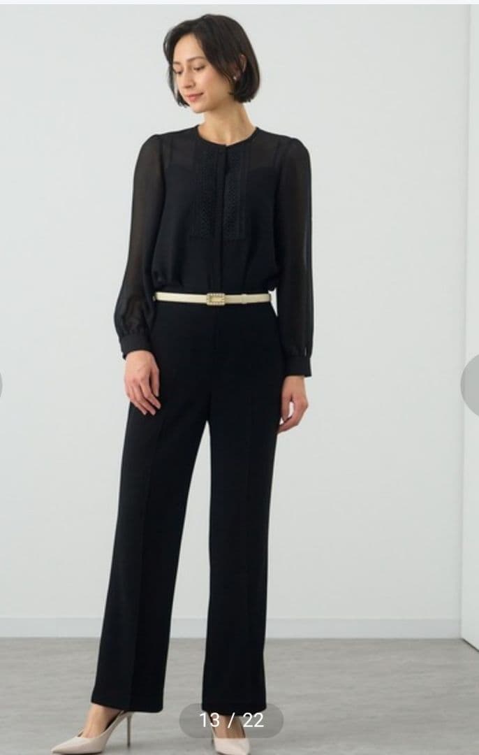 未使用　ANAYI　ジョーゼットシフォンレースブラウス　フォーマル 保護者会