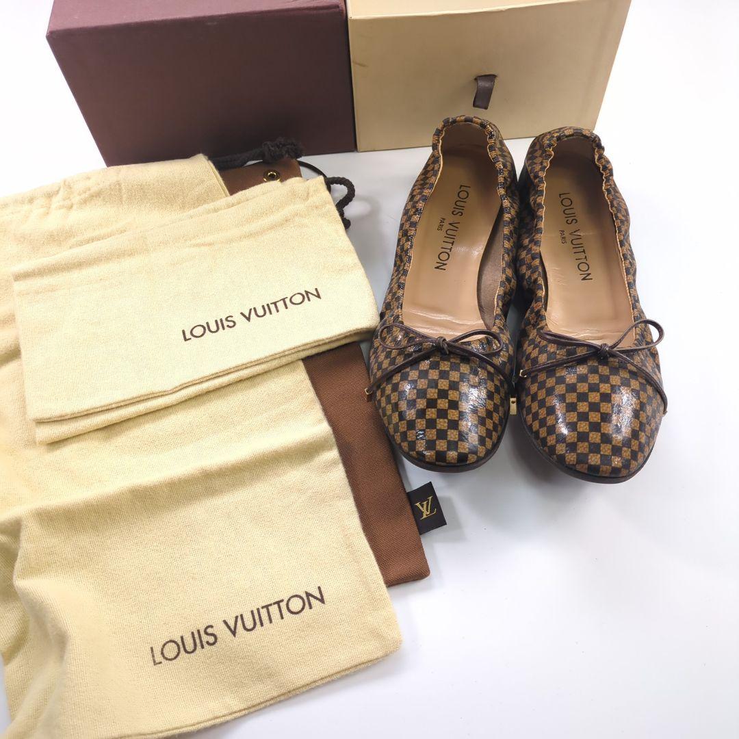 ルイヴィトン ダミエ 金具 バレエシューズ フラットシューズ ローファー 美品