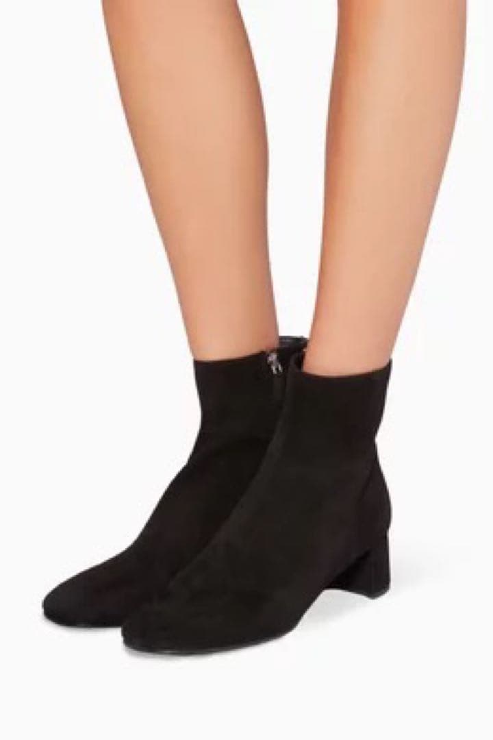 PRADA プラダ　スエードアンクルブーツ　ブラック　三角ロゴプレート