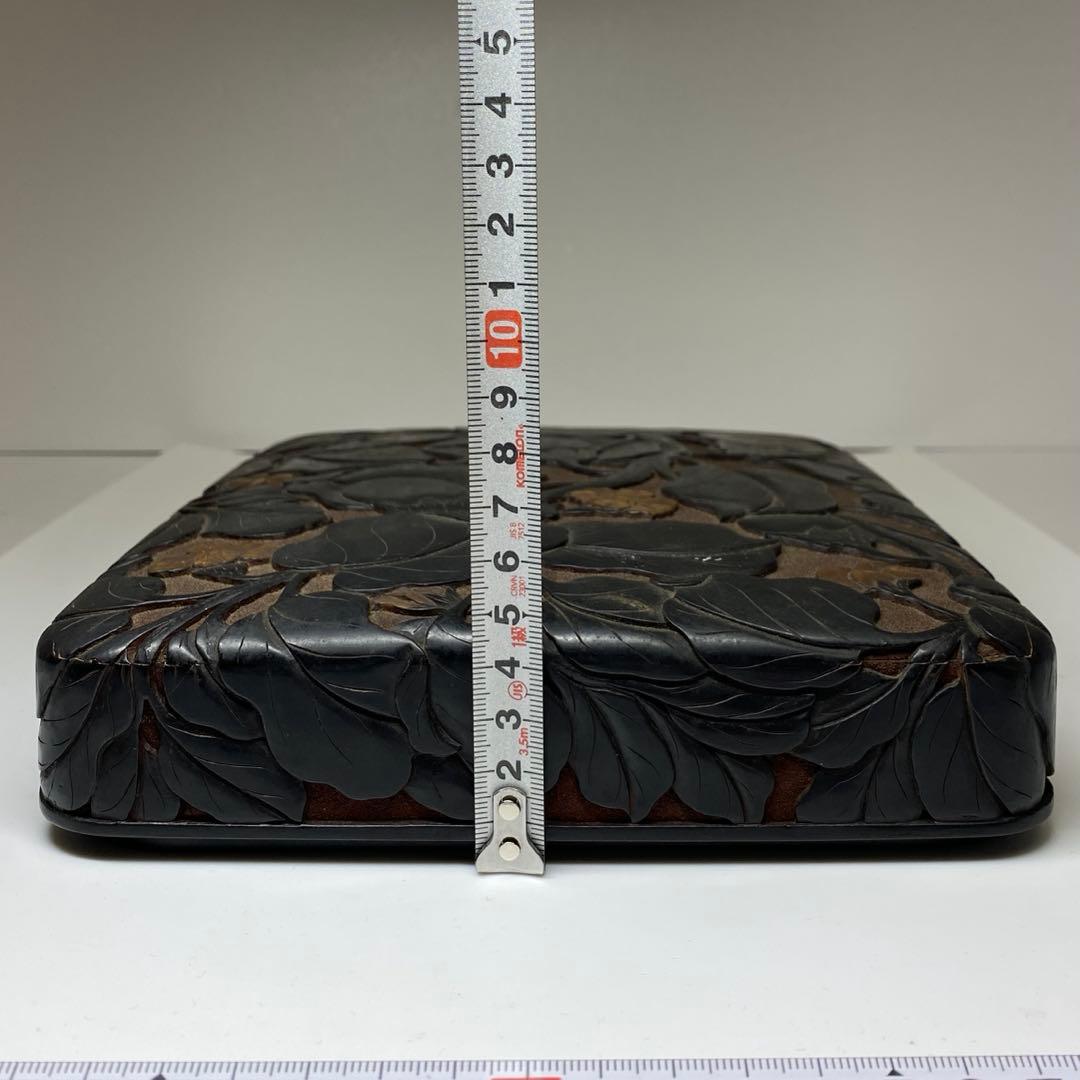 時代 本堆黒 硯箱 22.5×18.5×4.5cm 東キ7-1129☆2Fトコチ