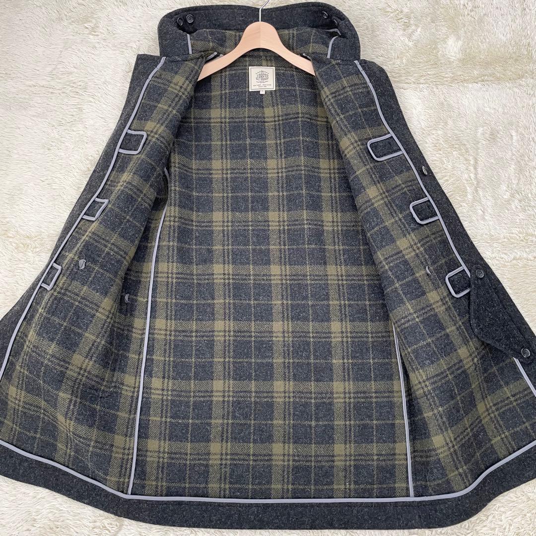 【すわん】J.PRESS ダッフルコート チェック ダークグレー L