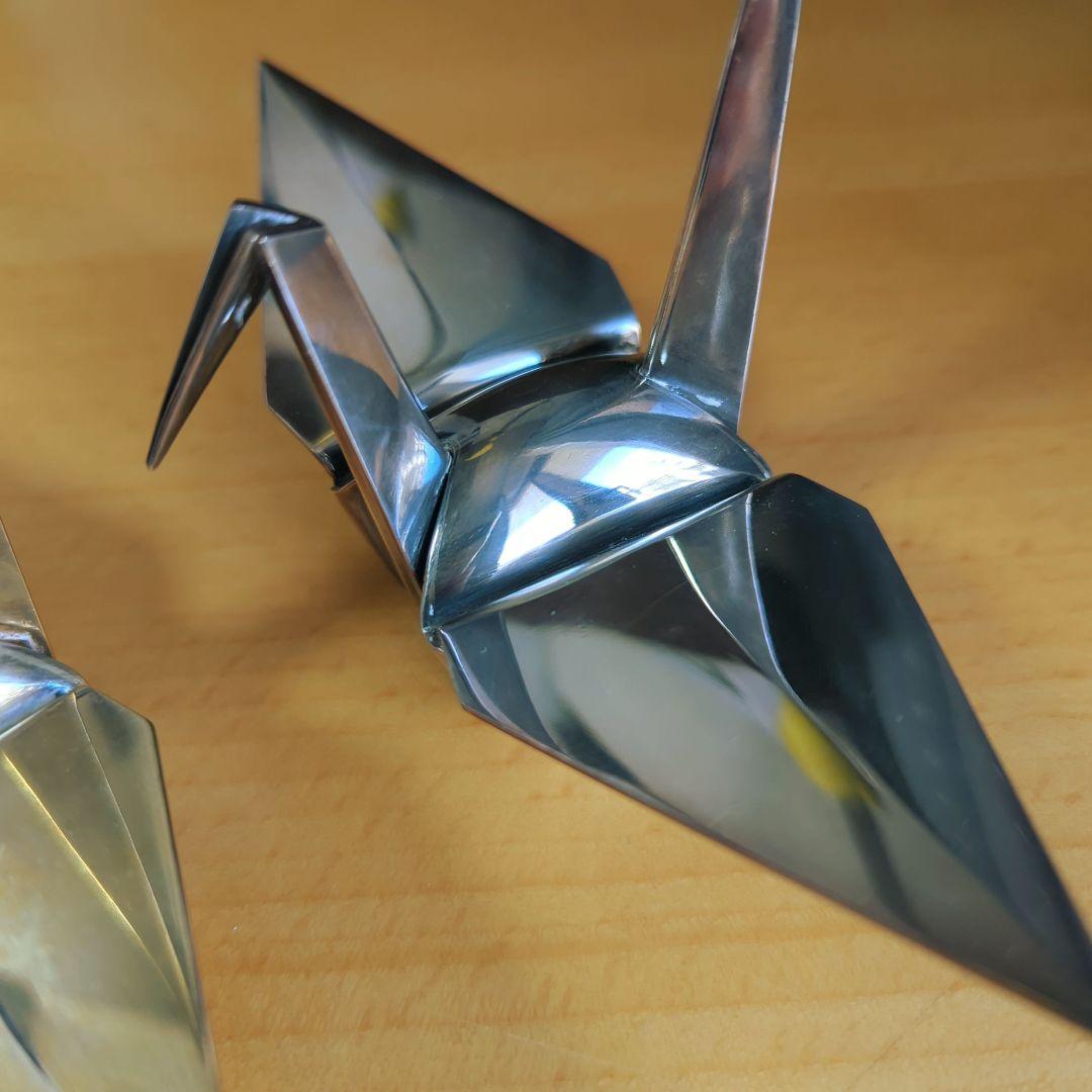 長谷川一望斎　純銀折鶴置物　骨董品