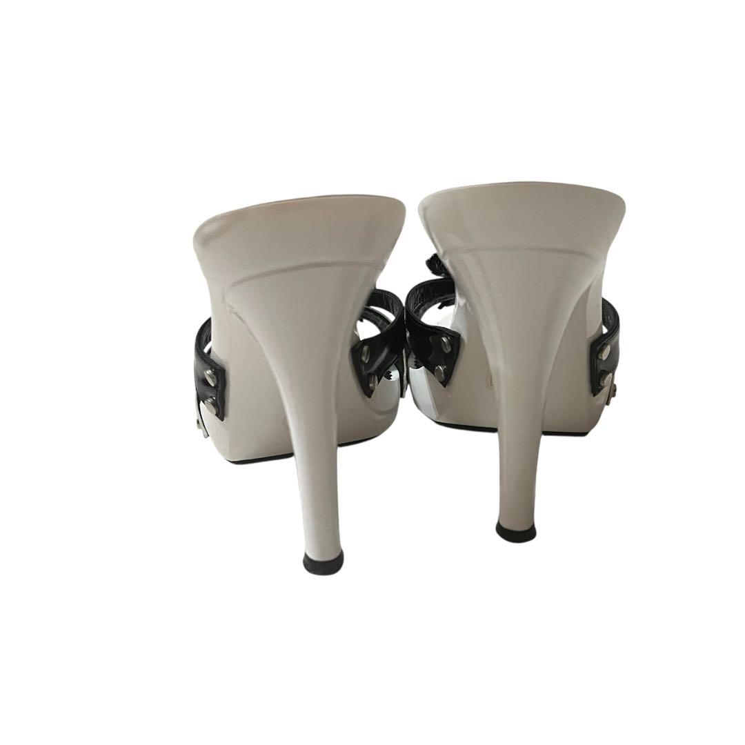 Dior ディオール ミュール サンダル 白黒 35 ロゴ リボン レディース