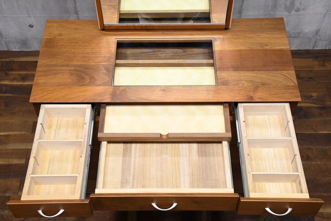 EJC13 シャルドネ ボーテ ウォールナット無垢材 ドレッサー チェア セット