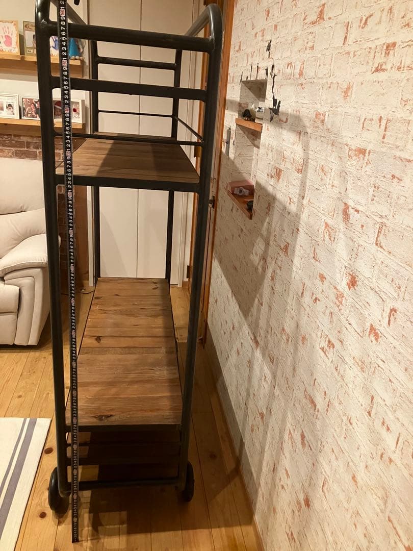 メタルラック 4段 木製棚付き