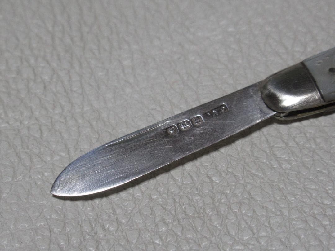 ◆美品 1800年頃 英国製◆シェフィールド 白蝶貝 純銀フルーツナイフ