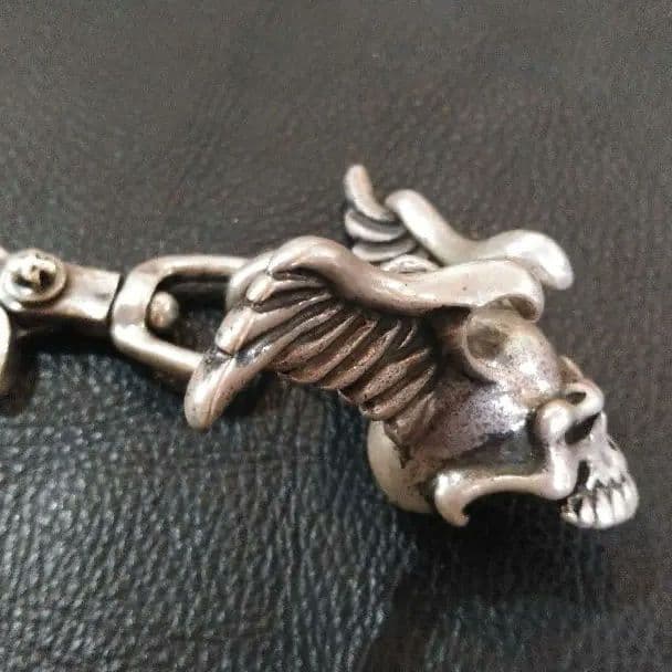 こ*ば様 THIRTEENDESIGNS ウイングスカルキーチェーン142g 9