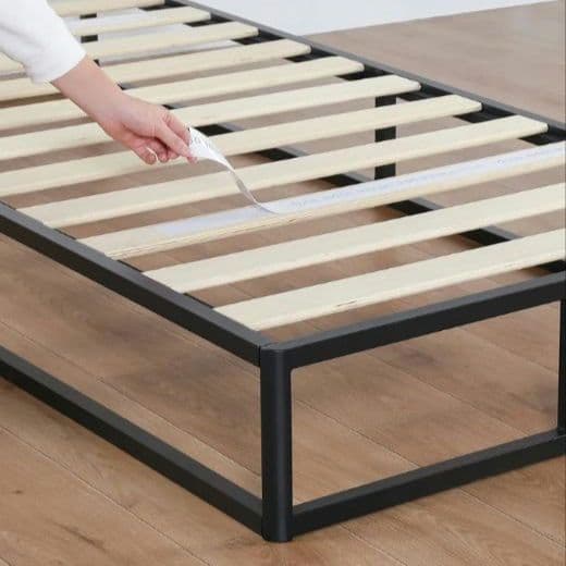 H　オリースリープ　メタルプラットフォームベッドフレーム　ブラックシングル　YK