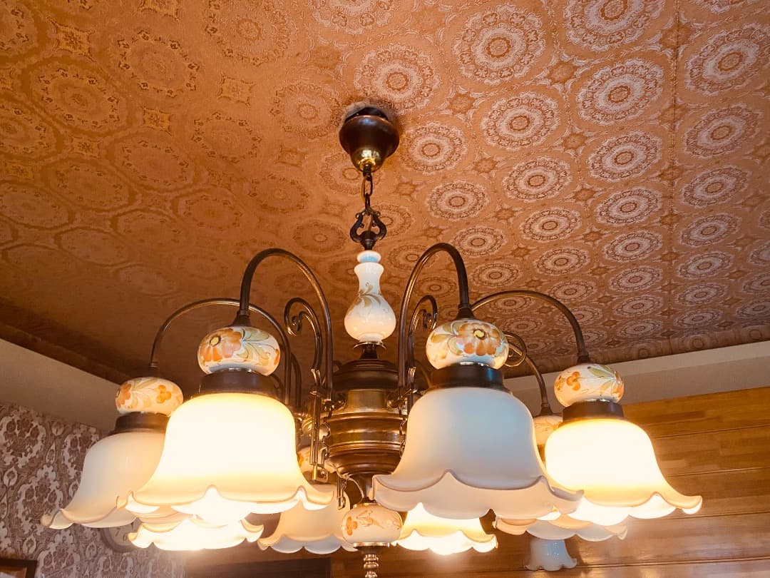 フラワーパターン 8灯シャンデリア