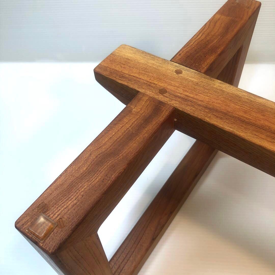 欅一枚板　座卓用木製置脚付　花台文机座卓　板サイズ約68×38×厚さ2.7cm