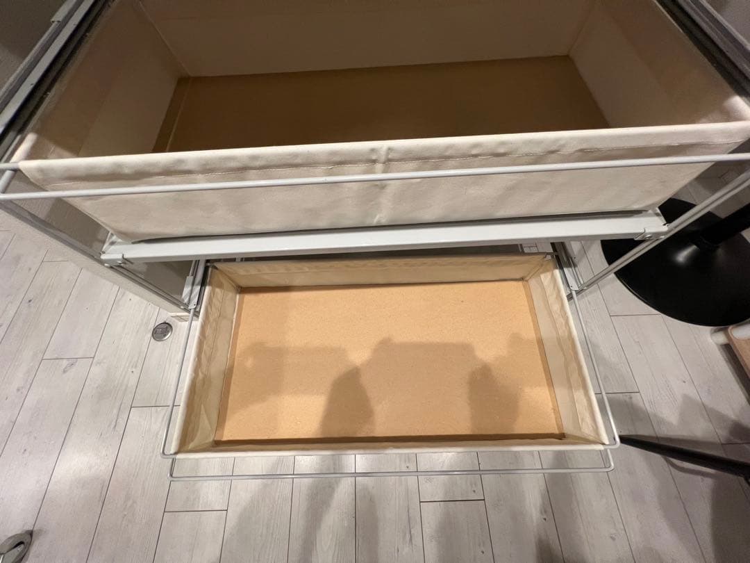 土日限定価格です❣️無印スチールユニットシェルフワイドグレー帆布バスケット2、棚4