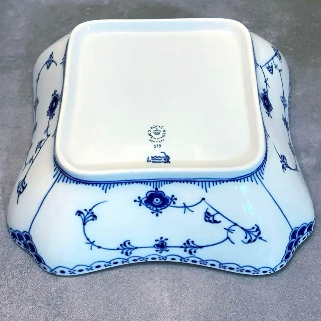 ロイヤルコペンハーゲン ブルーフルーテッド ハーフレース スクエア ボウル