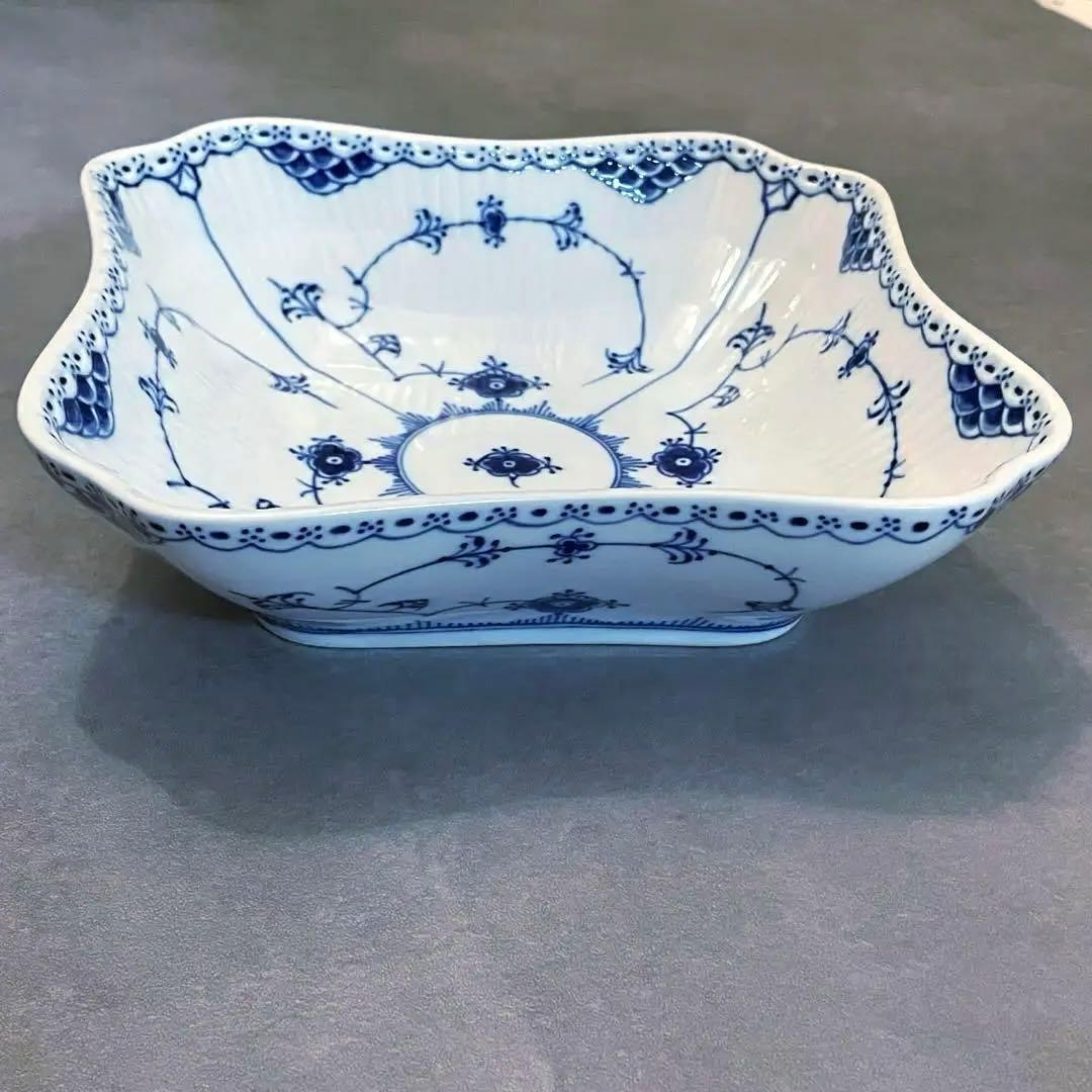 ロイヤルコペンハーゲン ブルーフルーテッド ハーフレース スクエア ボウル