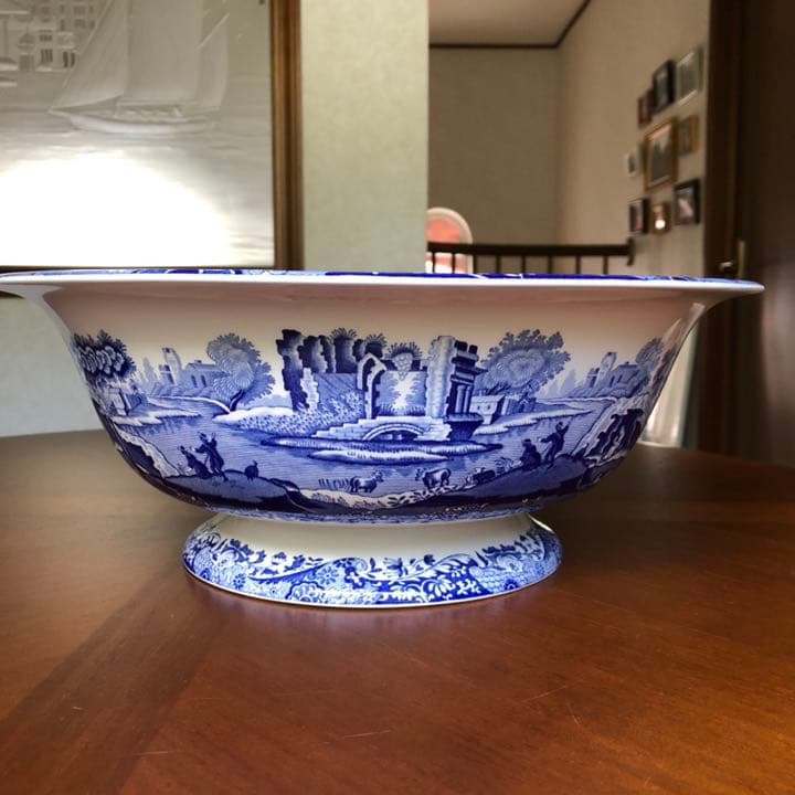 【希少品】英国製スポード ★ブルーイタリアン★超ラージコンポート