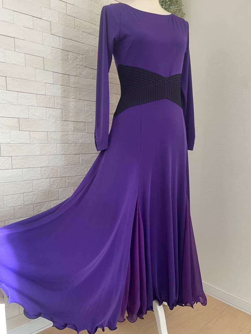 Sanline 社交ダンスワンピース　size11号 紫色 長袖