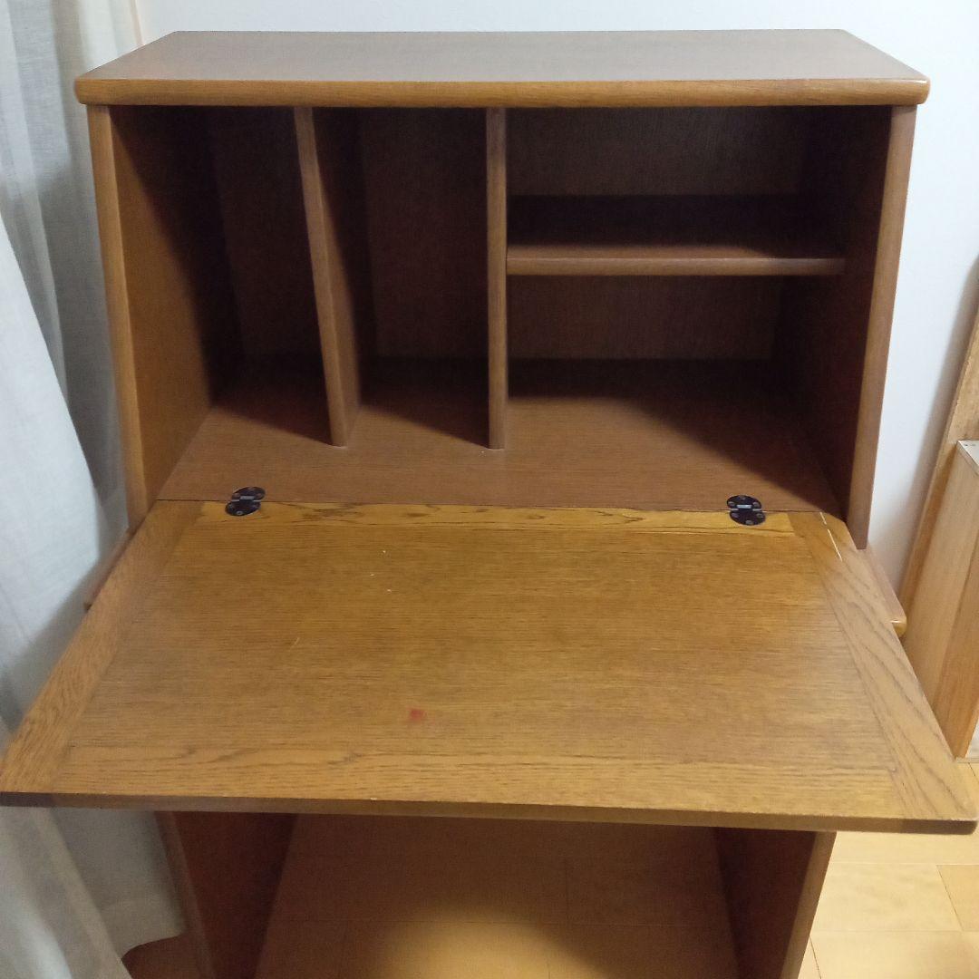 木製学習机 ブラウン 収納付き　おしゃれ　レトロ　ライティングビューロー