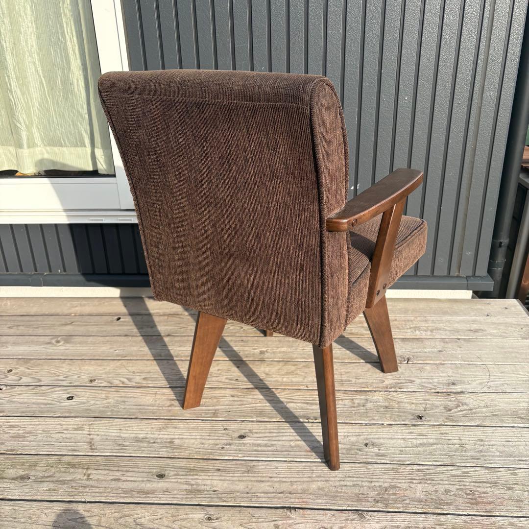 ②北欧レトロ 山善 回転式 天然木製椅子 アームチェア ダイニングチェア コタツ