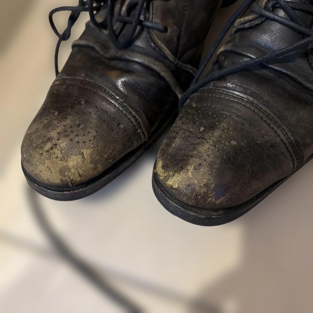 アルフレッドバニスター　ニット　ラム革　ブーツ　ブラックオリーブ　サイズ41