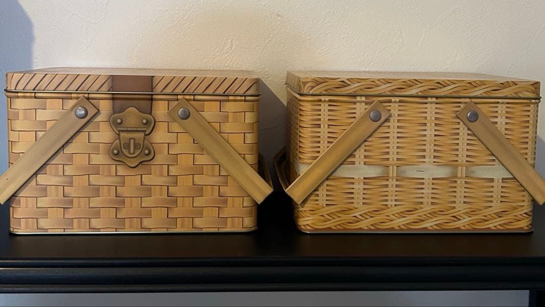 バスケット柄缶　4set かごバッグ　ティン