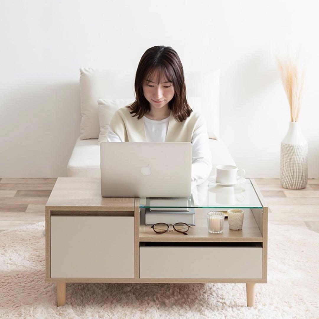 Erin ディスプレイ 収納付き ドレッサーテーブル バイカラー