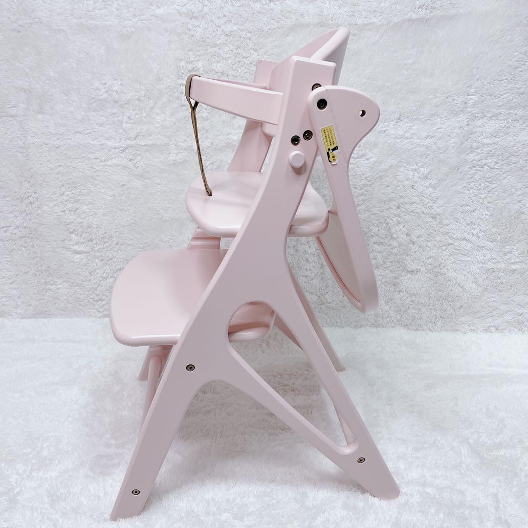 【希少色】　ヤマトヤ　ハイチェア　アッフルチェア　テーブル　ガード付　ピンク