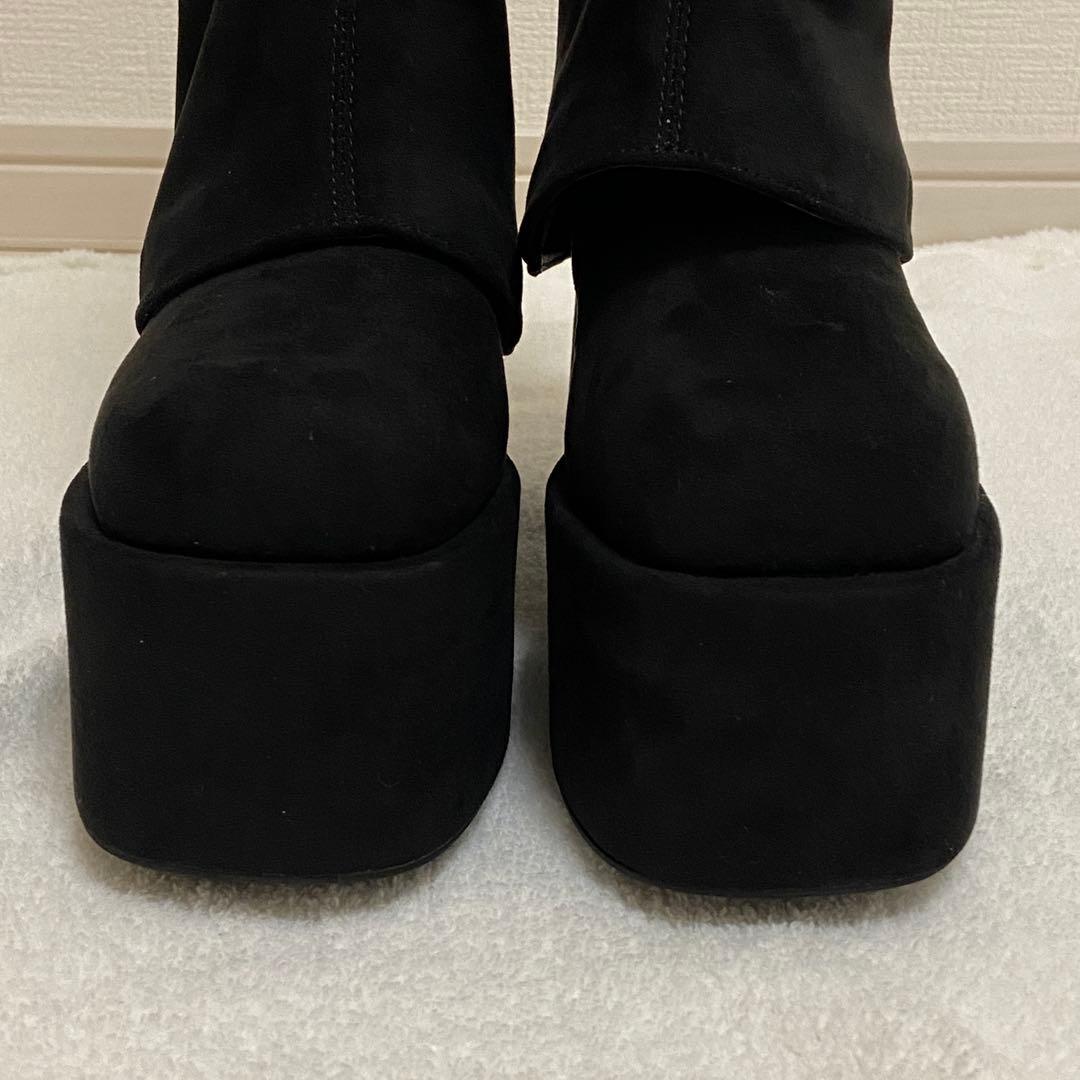 ✨極美品✨エモダ/ルーズフレアカバーフィットブーツ/ニーハイブーツ/ブラック/S